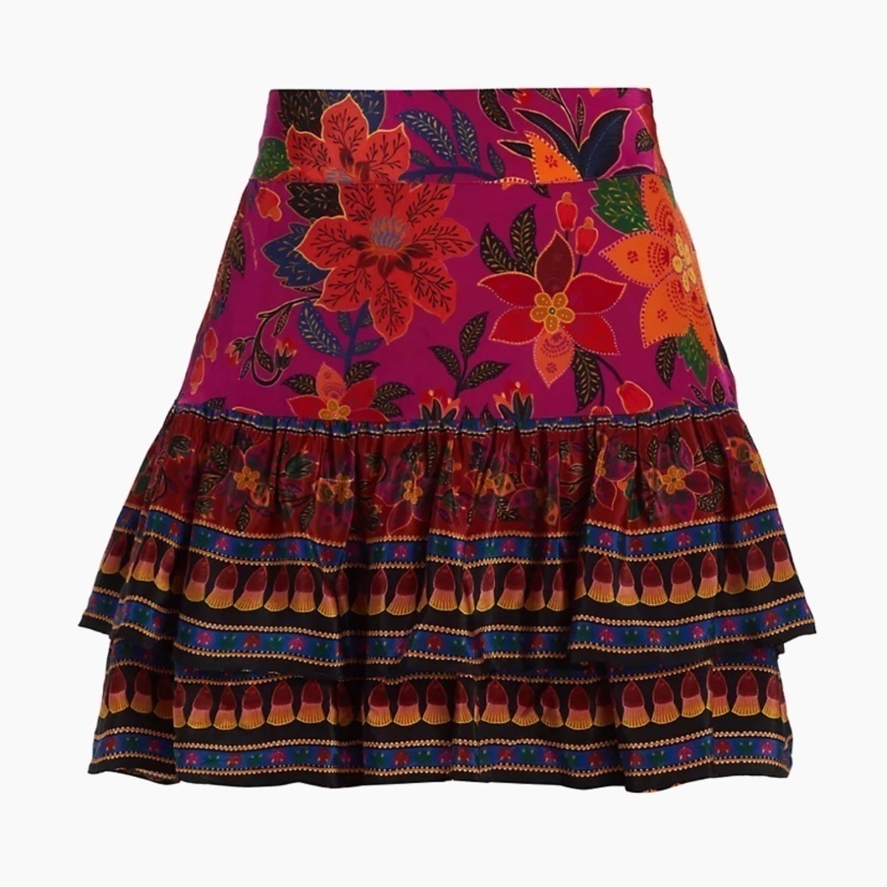 Farm Rio Tropical Tapestry Ruffled Miniskirt - Picture 4 of 7